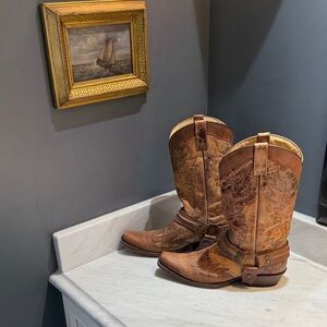 Stetson Tan and Brown Western Boots